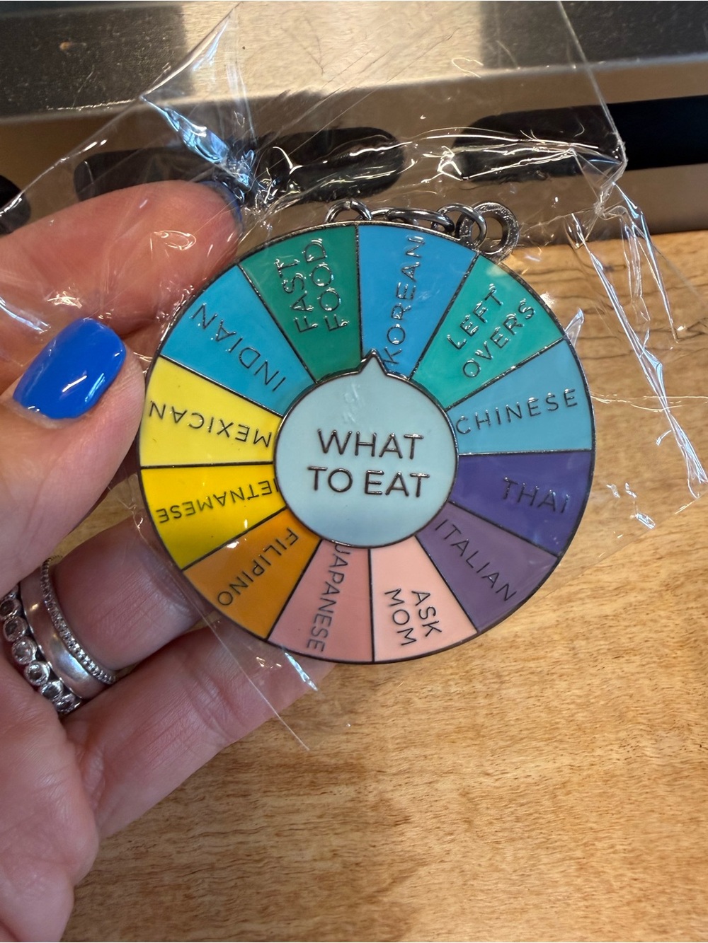 What To Eat Spinner Keychain Multicolor - Picture 2 of 3